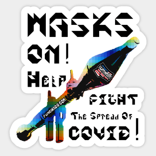 Mask On Help Fight The Spread Of Covid, v. Black Text Sticker